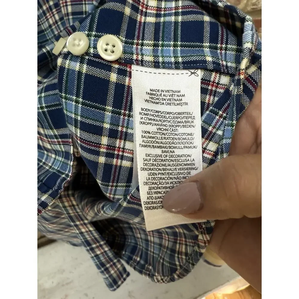 Polo‎ Ralph Lauren Men's Classic Fit Plaid Oxford Size Medium Preppy Blue Plaid